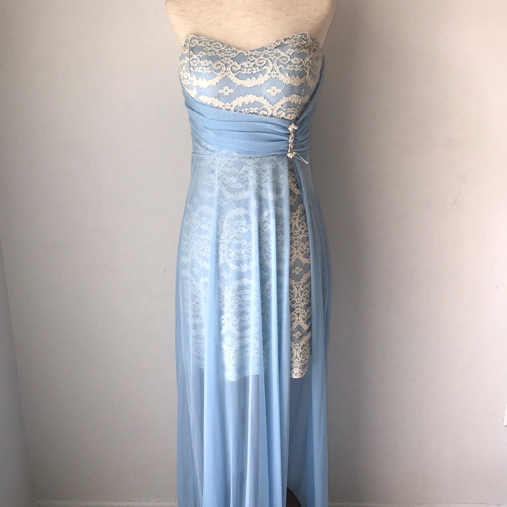 Light Blue Strapless Gown